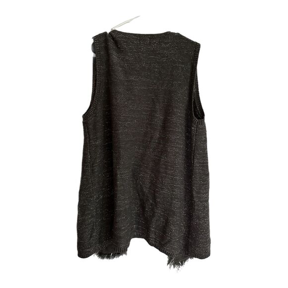 Ruby Rd Gray & Silver Sweater Vest with Faux Fur, Medium, NWT - Picture 4 of 7